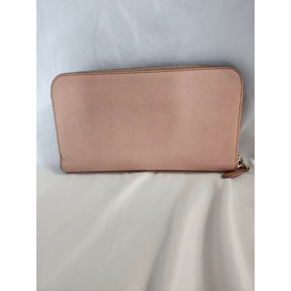 Prada Pink Saffiano Bow Zip Around Wallet COA - Picture 4 of 9